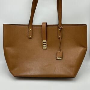 Michael Kors Karson Camel Brown Pebbled Leather Carry All Tote Bag Luggage Large